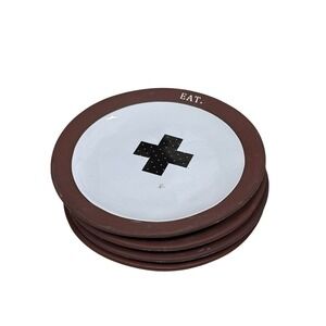 4 HTF Rae Dunn Boutique Chocolate‎ Line Swiss Dot Eat Set Snack Desert Plates